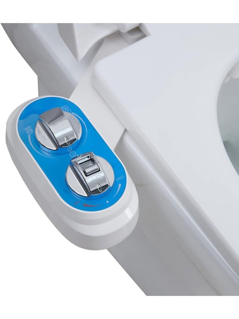Non-Electric Bidet Toilet Attachment - Hot & Cold Water, Dual Nozzles